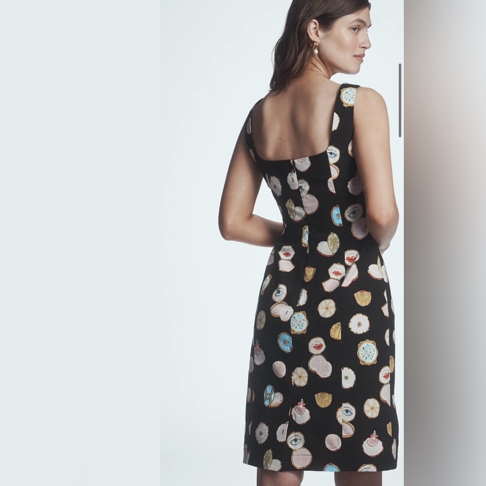 ANTHROPOLOGIE MAEVE SQUARE-NECK MINI DRESS DANIELLE KROLL BLACK SIZE L NWT - Picture 6 of 12